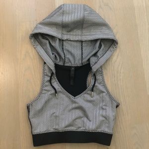 Chevron sports bra with hood